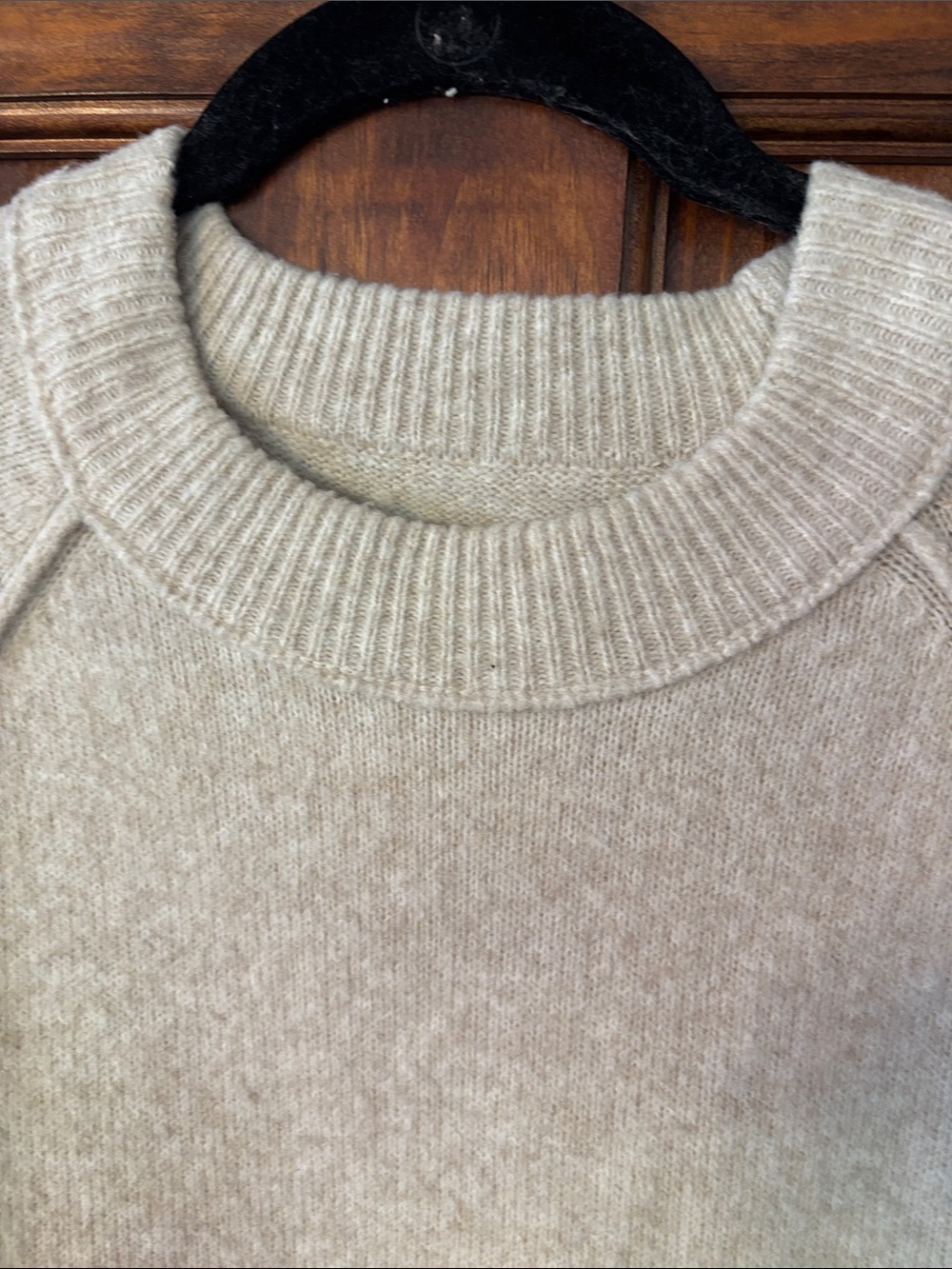 aerie Long Sleeve Cream Crewneck Sweater with Black Bow Sleeves S - Picture 4 of 8